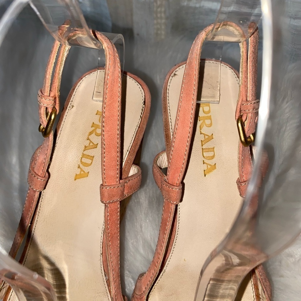 PRADA Sz 6 Bamboo Cork Wedges - Picture 8 of 10